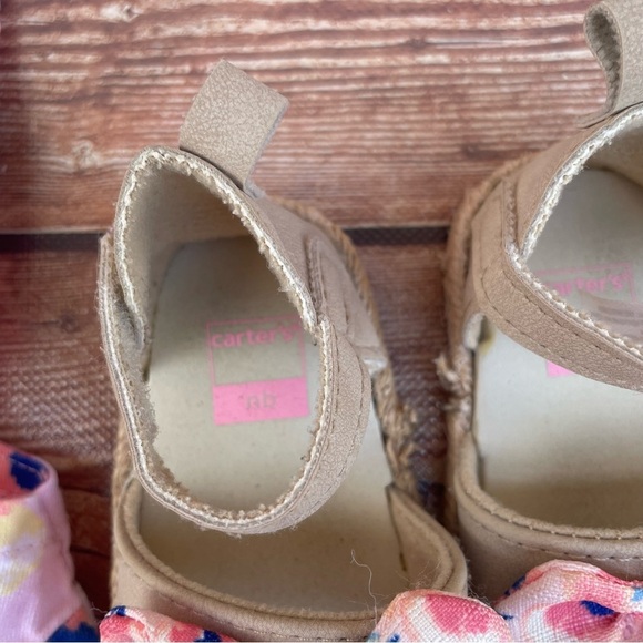 Carter’s baby girl floral romper, bucket hat and matching sandals 6 months - Picture 12 of 16